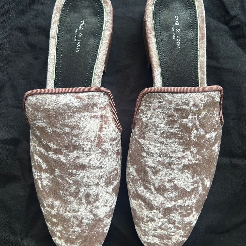 Rag & Bone Brown Velvet Mules with Pointed Toe